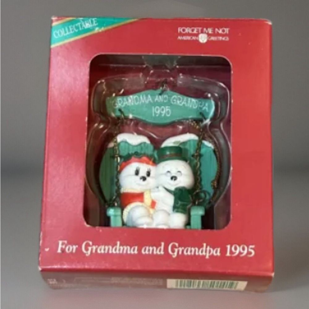 American Greetings Grandma And Grandpa Forget Me Not Christmas 1995 Ornament
